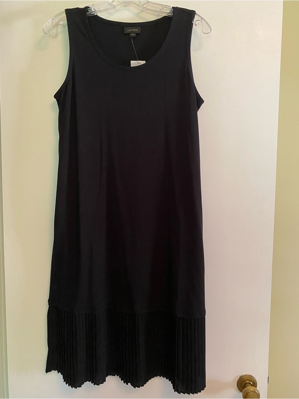 J. Jill Black Sleeveless Midi Dress with Pleated Hem